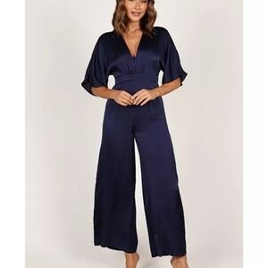 Petal & Pup Navy Satin Jumpsuit